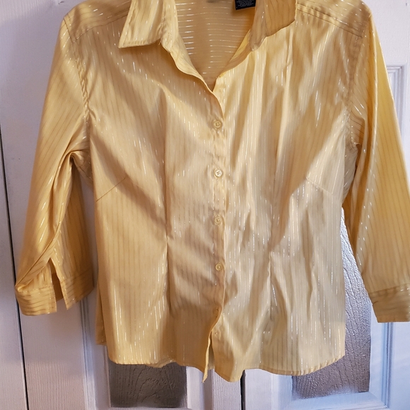 DCC Stretch Tops - DCC STRETCH YELLOW WITH SILVER THREAD BLOUSE S Lge